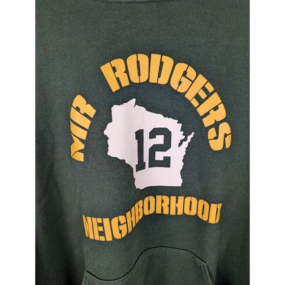 Mr Rodgers Neighborhood Mens Green Bay Packers Aaron Rodgers Green Hoodie Size L - Picture 2 of 4